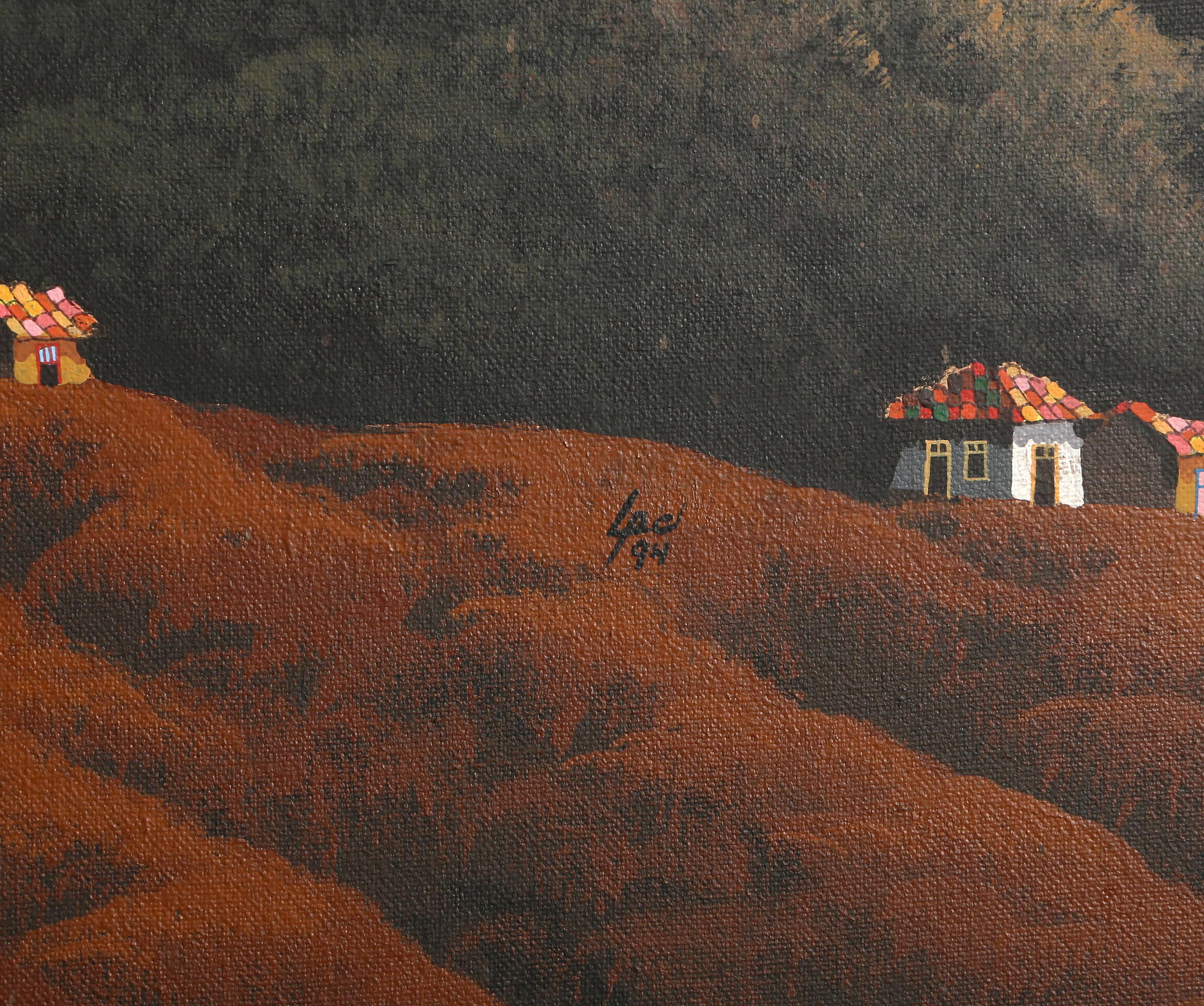La Valle delle Uova di Pasqua, dipinto a olio su tela in stile surrealista di Gonzalo Endara Crow in vendita 3