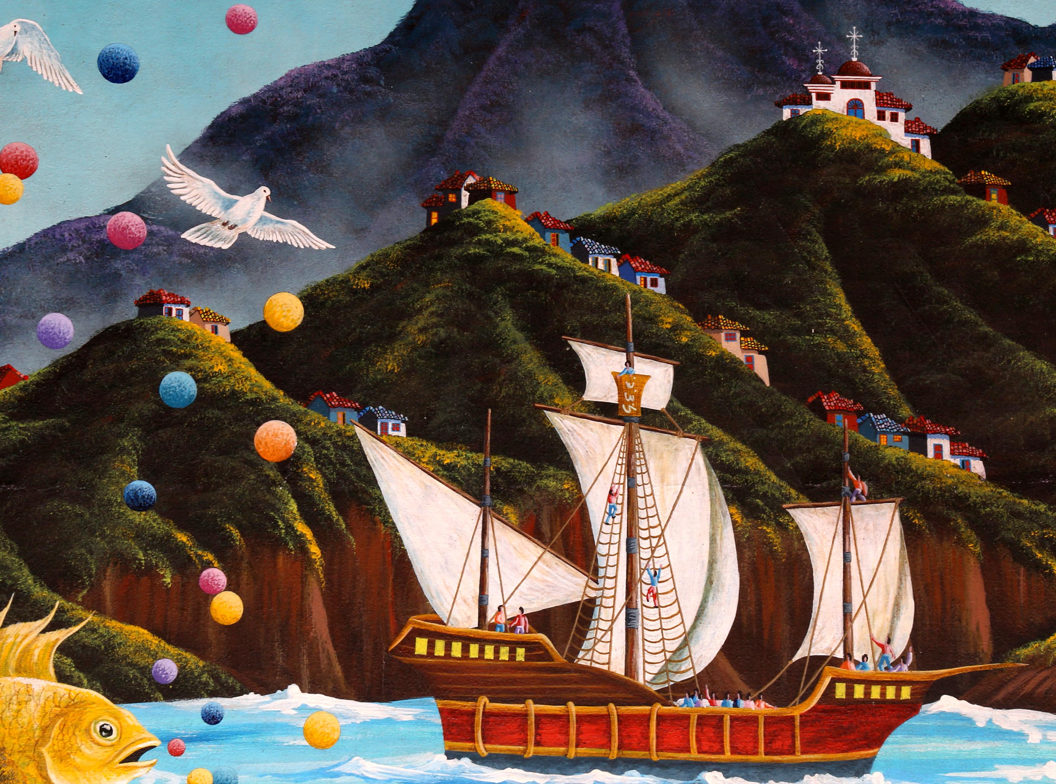 The Sailing Ship, Surrealist Painting by Gonzalo Endara Crow For Sale 1
