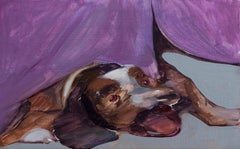 "El sauvage saliendo de la carpa I" dog, purple, figurative