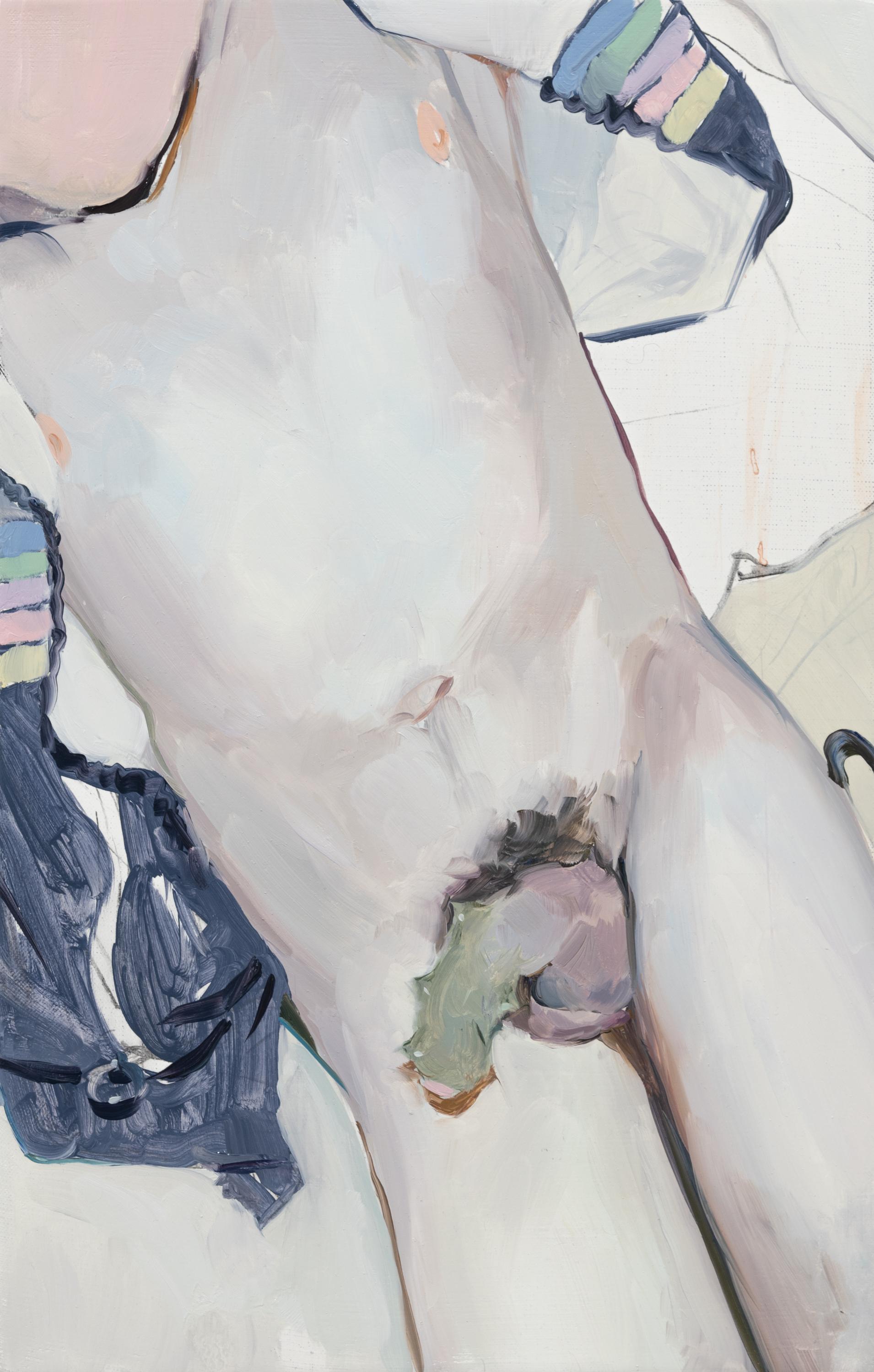 Gonzalo García Figurative Painting – "Espinas y tallos I" Dornen, Sexualität, männlicher Akt, Pastellfarben, Contemporary
