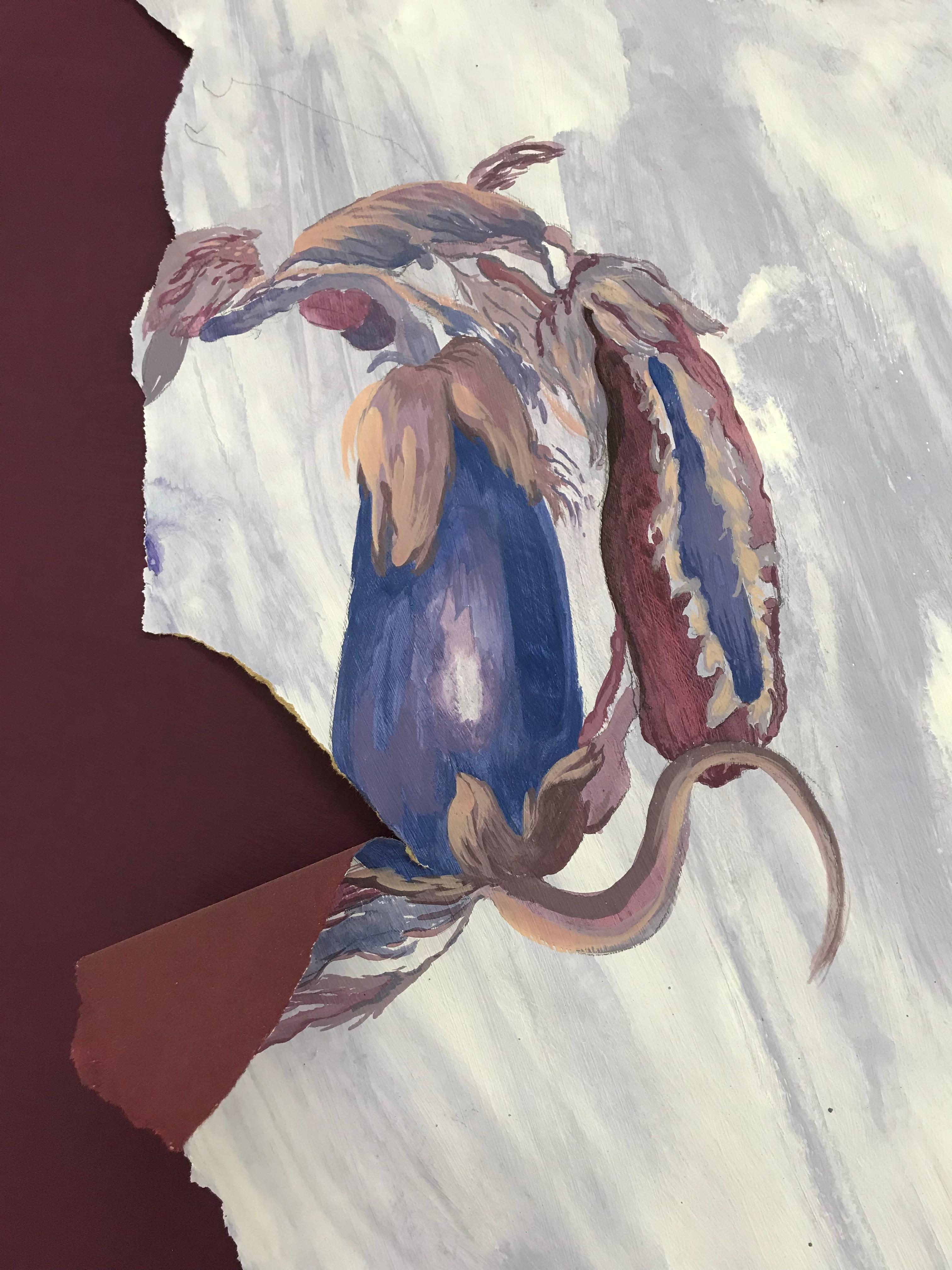„Fragmento de memoria con berenjenas“, Wandteppich, Allegorie, Blumensträuße, figurativ (Zeitgenössisch), Painting, von Gonzalo García