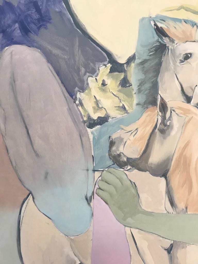 Enveloped by outstretched paintings, Gonzalo García reveals the ever-present ghosts of our past and present in a delicate swirl of color, light, and flesh. These deeply visceral displays of animals, bodies and mythological creatures come to life in