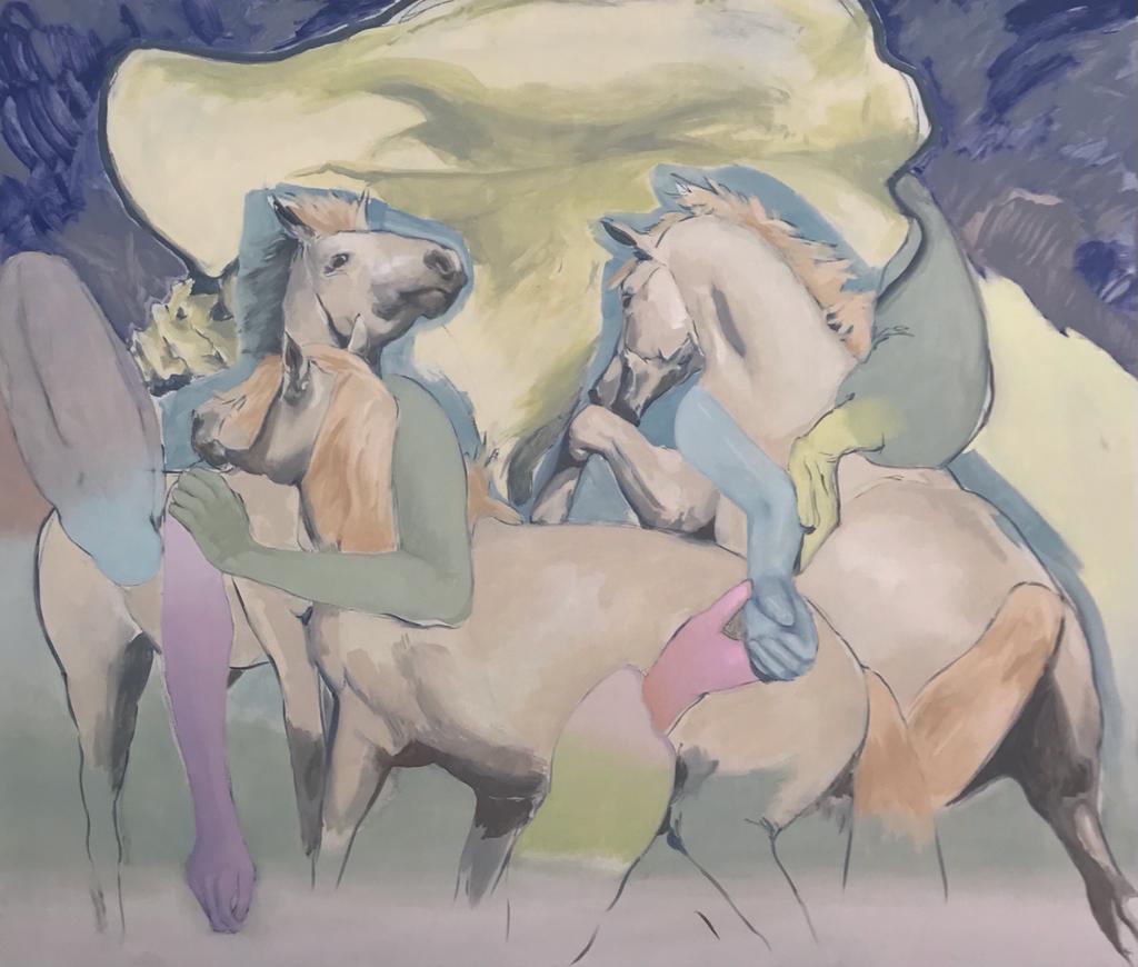Gonzalo García Figurative Painting - "Sueño con un centauro 2" centaur, vintage, surrealist, figurative painting