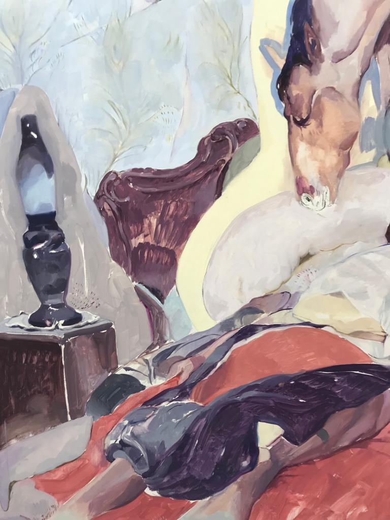 Enveloped by outstretched paintings, Gonzalo García reveals the ever-present ghosts of our past and present in a delicate swirl of color, light, and flesh. These deeply visceral displays of animals, bodies, and mythological creatures come to life in