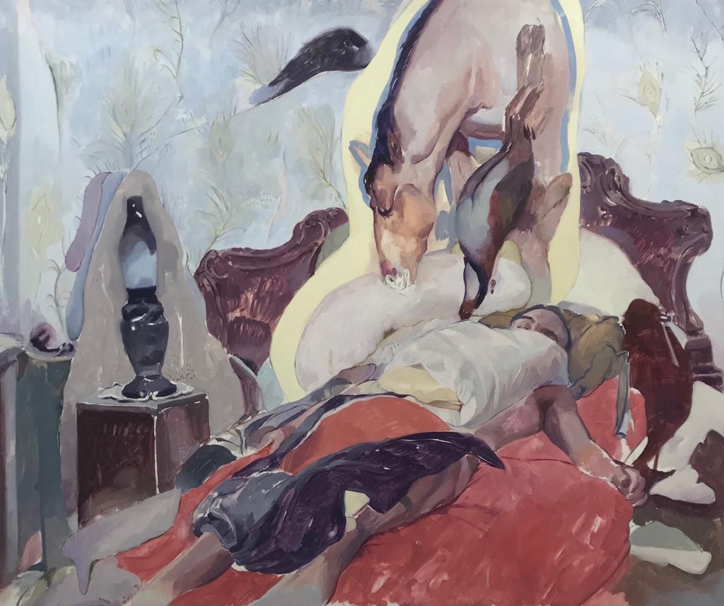 Figurative Painting Gonzalo García - "Sueño con un centauro 3", centaure, vintage, surréaliste, peinture figurative