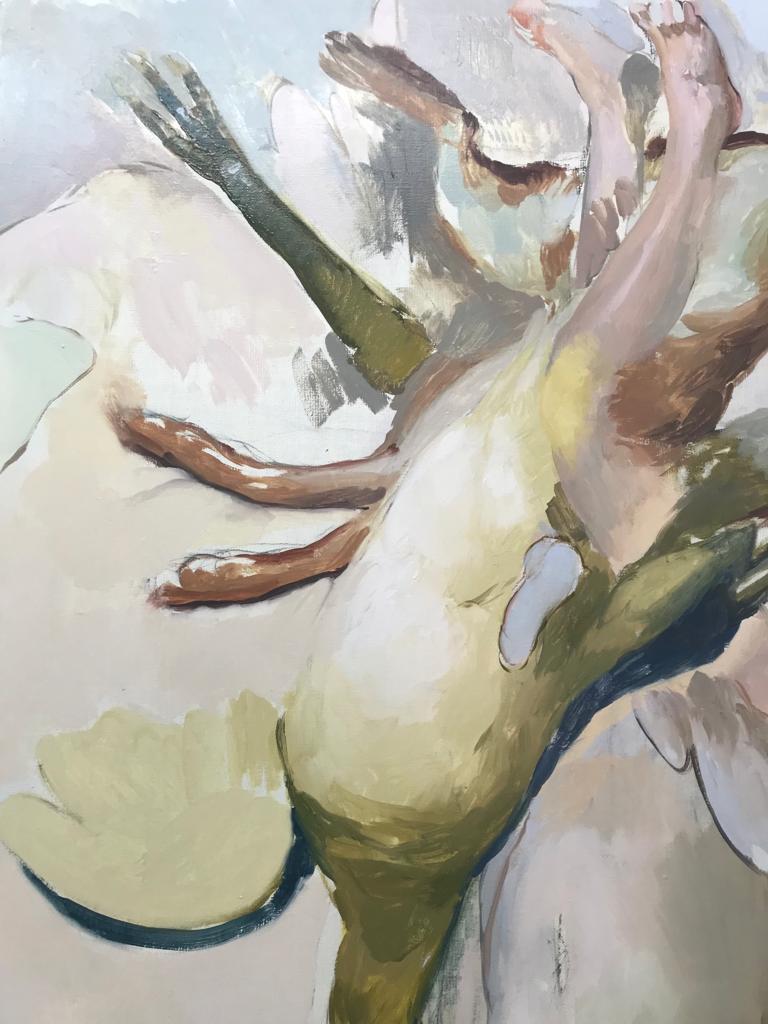 Enveloped by outstretched paintings, Gonzalo García reveals the ever-present ghosts of our past and present in a delicate swirl of color, light, and flesh. These deeply visceral displays of animals, bodies and mythological creatures come to life in