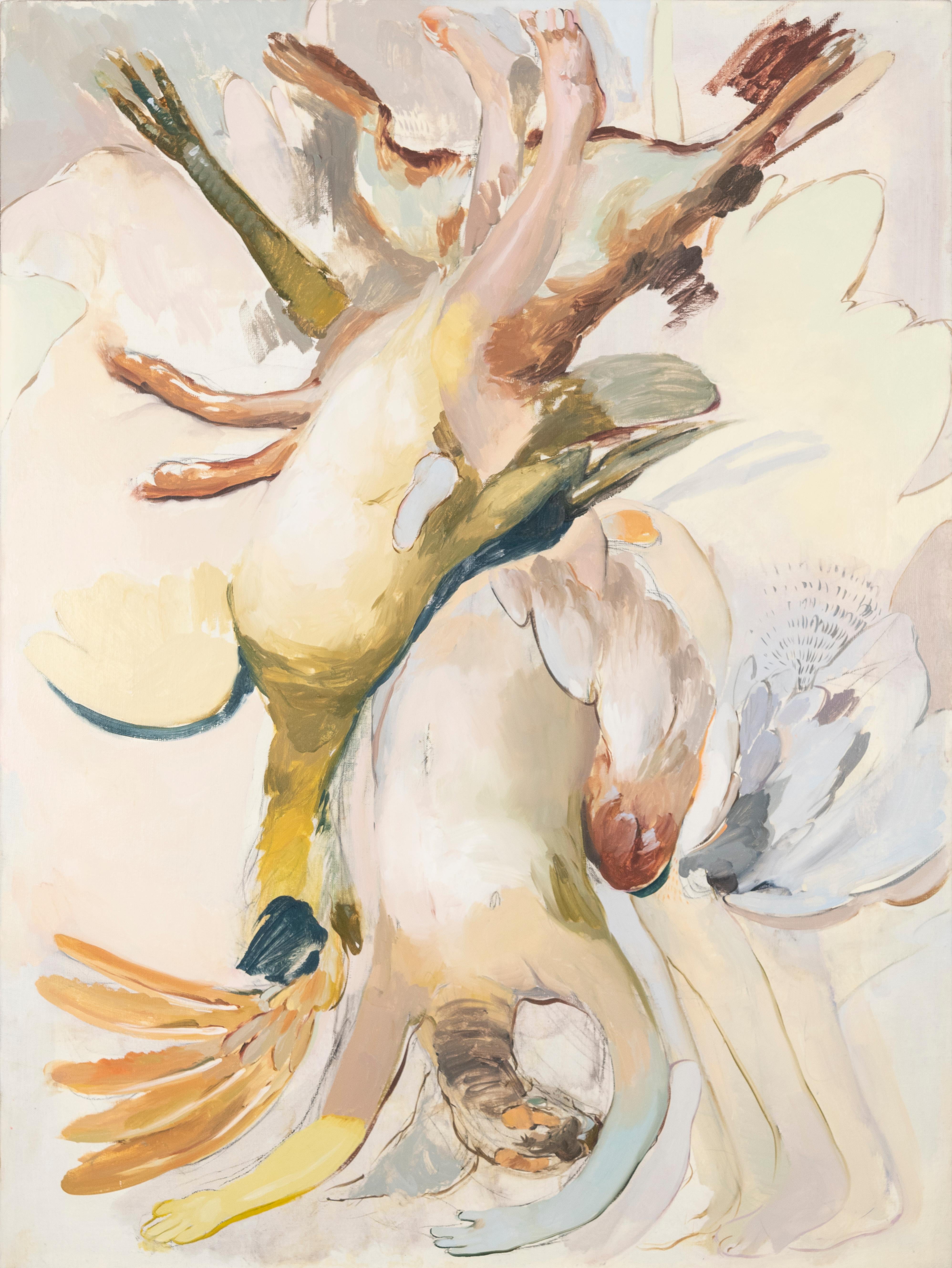Gonzalo García Interior Painting - Panejos and cojaros with legs VI/ figurative birds, contemporary art