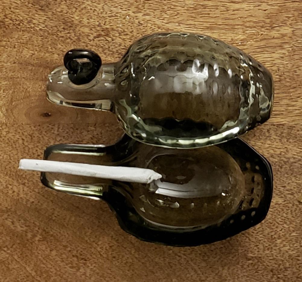 Gonzo Grenade Ashtray, Hand Blown and Cut Contemporary Glass Ashtray For Sale 2