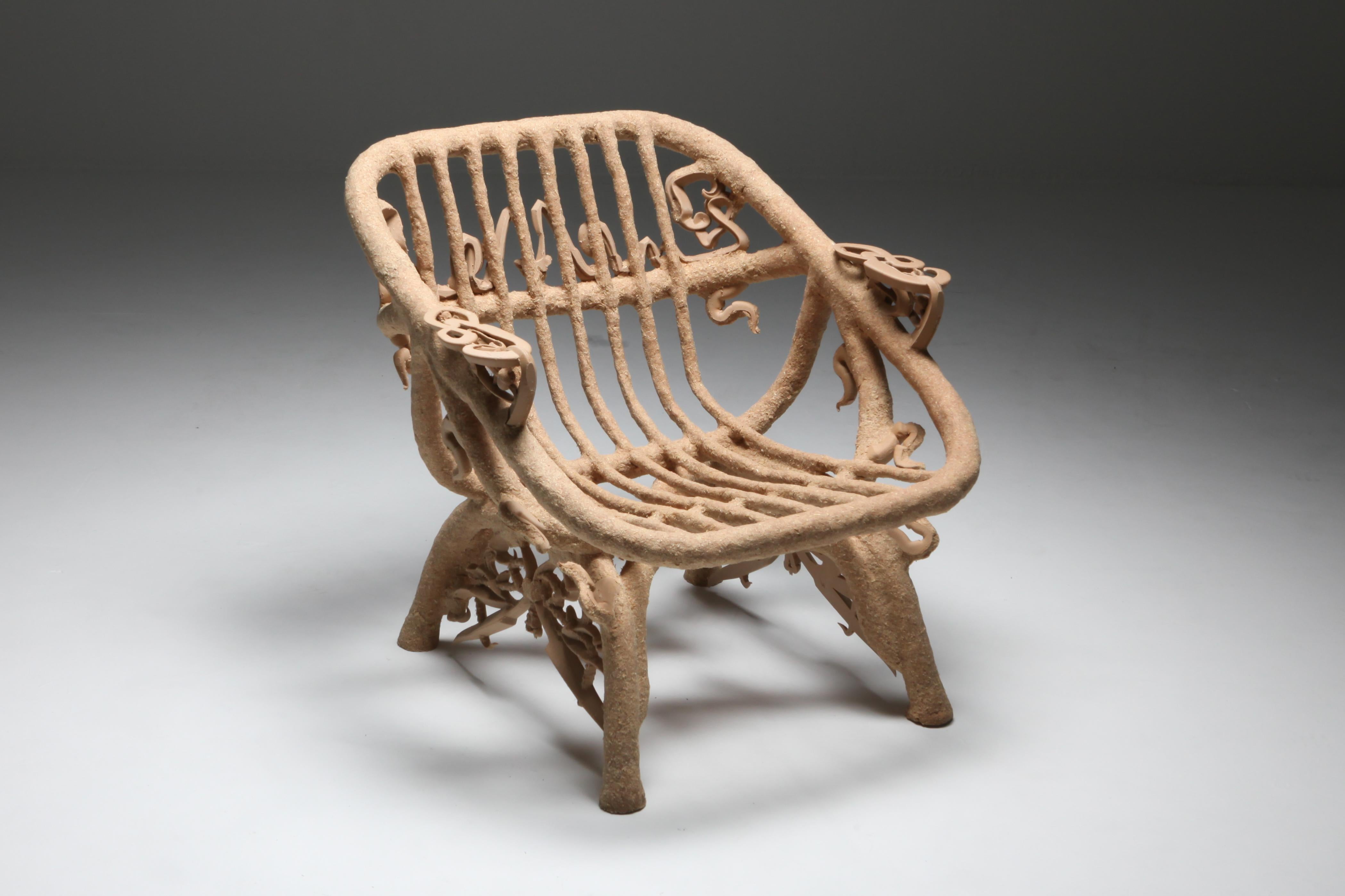 Other 'Goo Lounge Chair' Wooden Chair with Ornamental Features, Schimmel & Schweikle For Sale