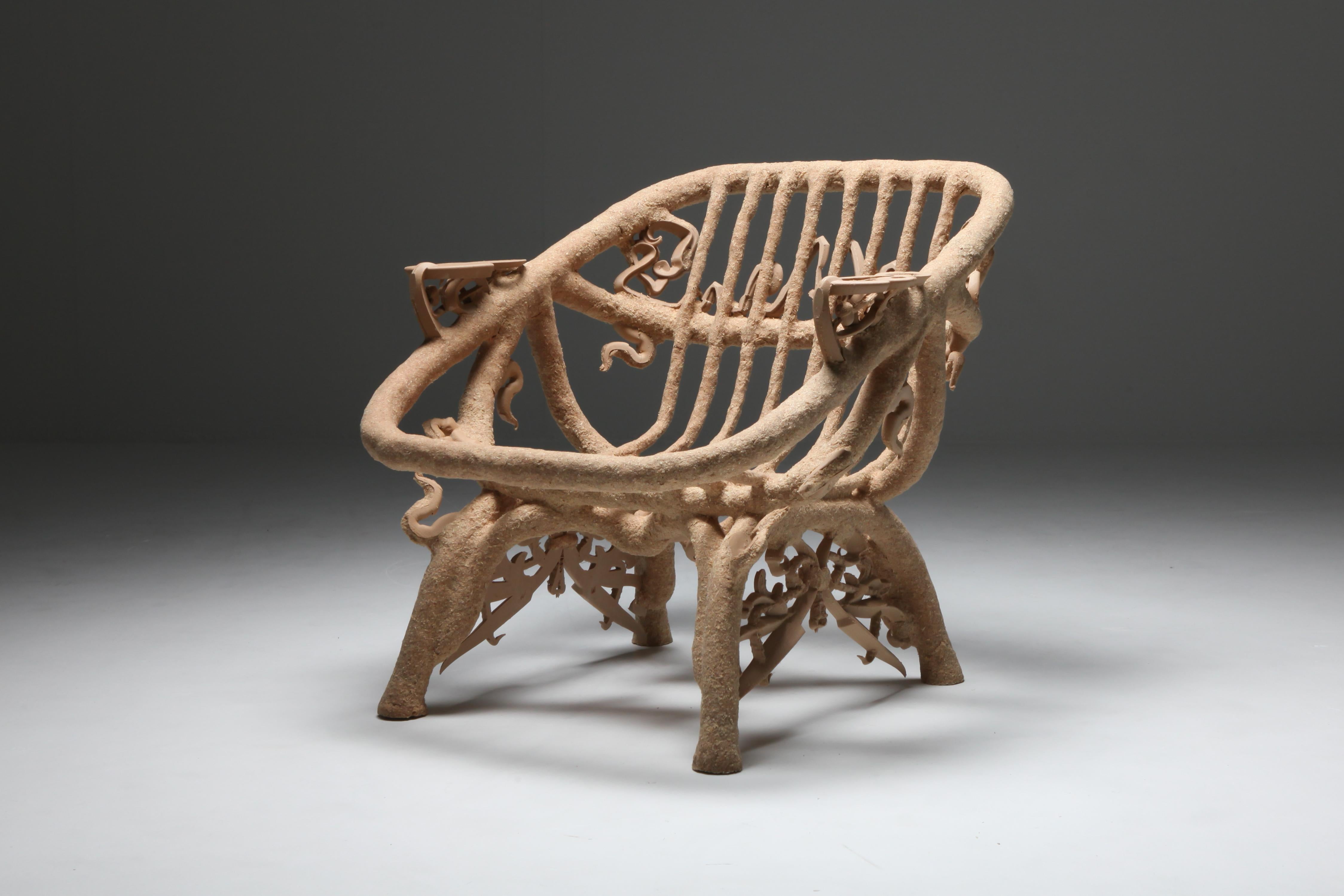 'Goo Lounge Chair' Wooden Chair with Ornamental Features, Schimmel & Schweikle In New Condition For Sale In Antwerp, BE