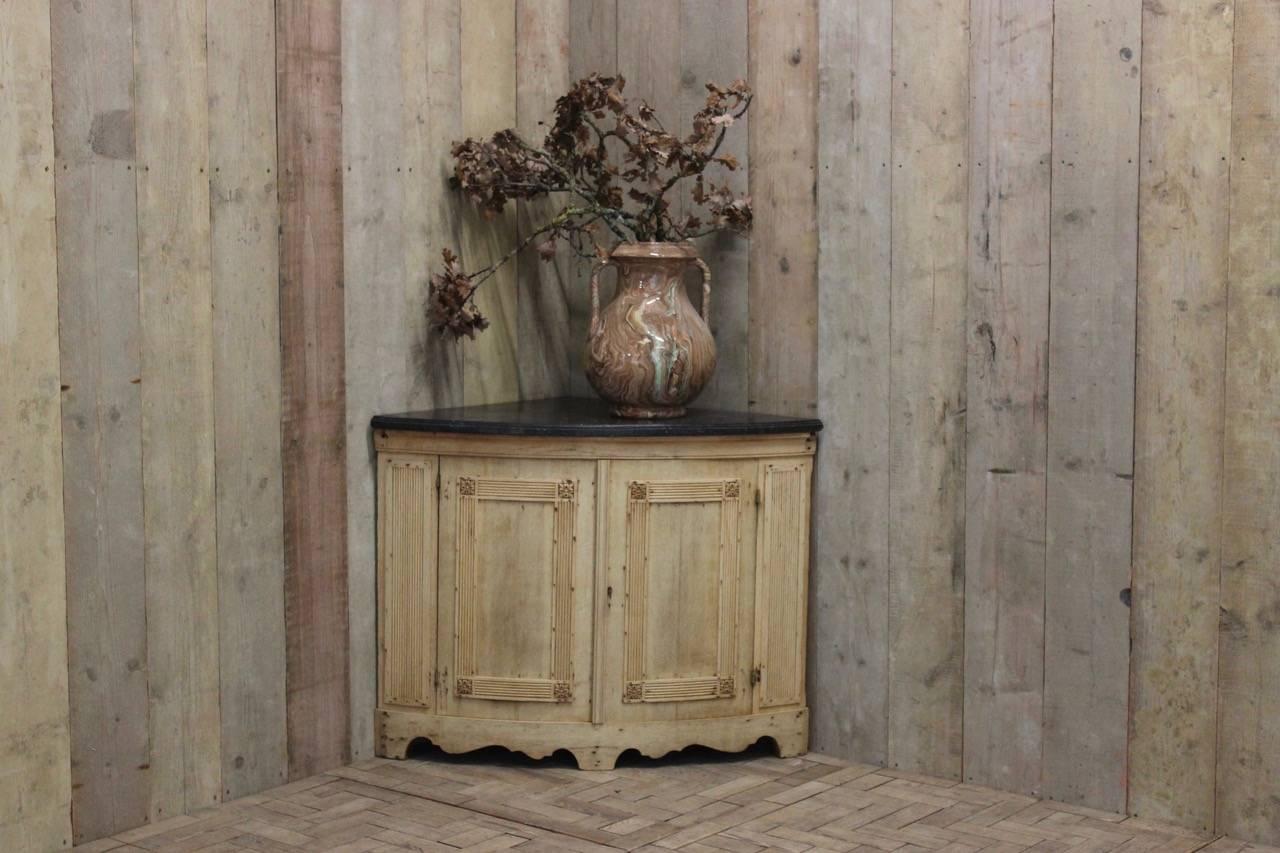 European Good 19th Century Bleached Oak Corner Cupboard