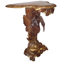 Good 19th Century Carved Walnut and Gilt Heron Console Table