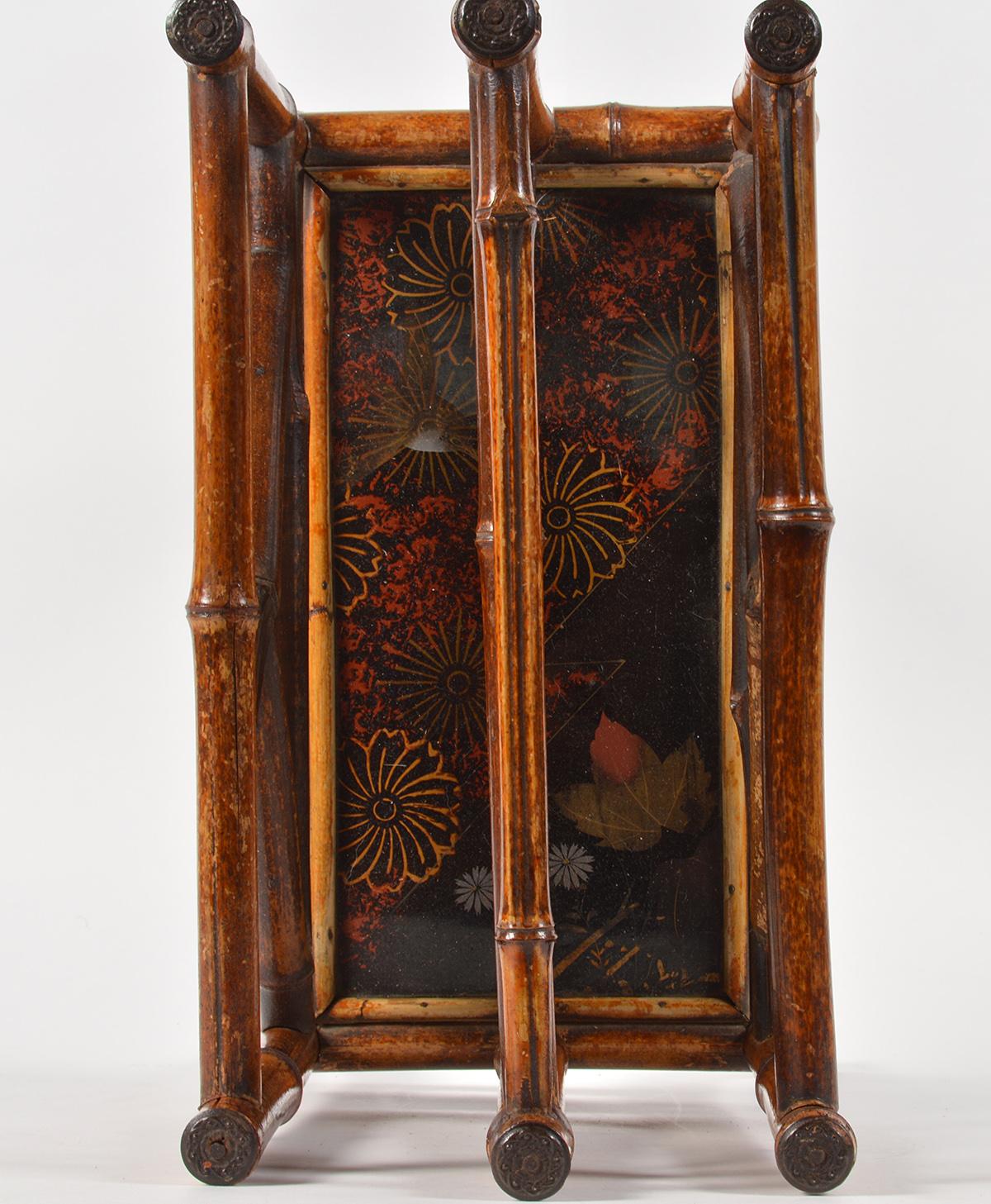 Good 19th Century English Bamboo and Japanned Lacquer Canterbury 2