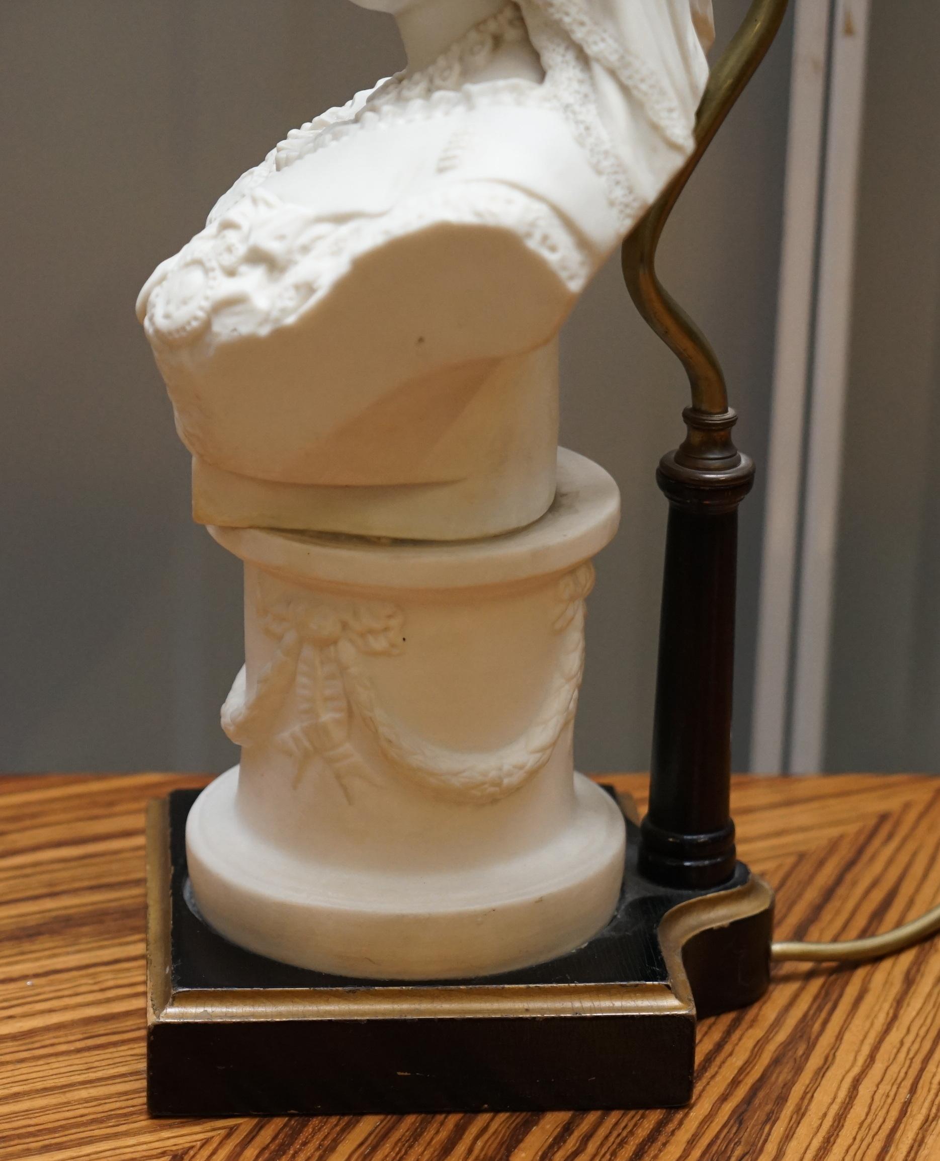 Good 19th Century Parian Figure of Queen Victoria Bust Made into a Table Lamp 11