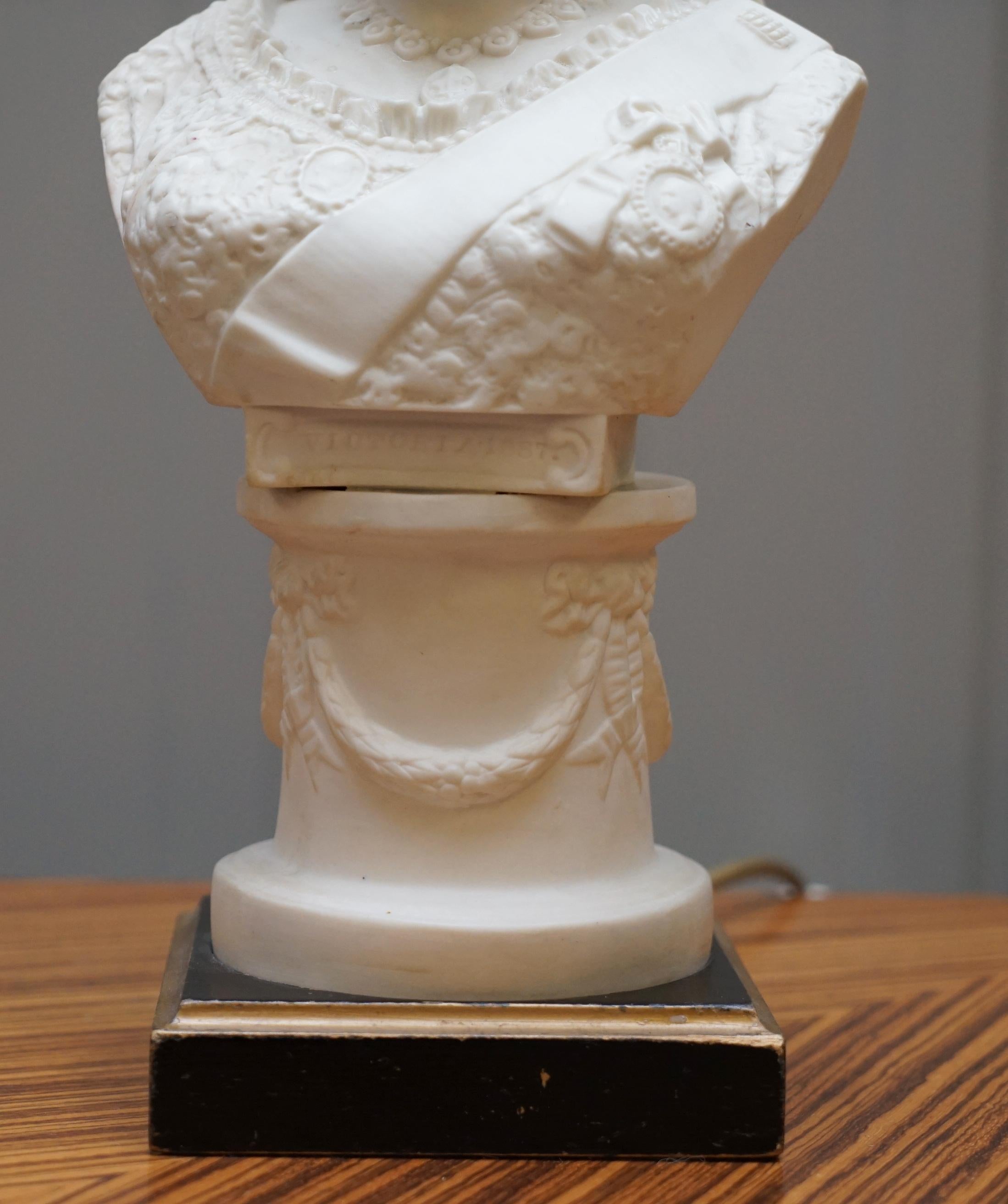 Porcelain Good 19th Century Parian Figure of Queen Victoria Bust Made into a Table Lamp