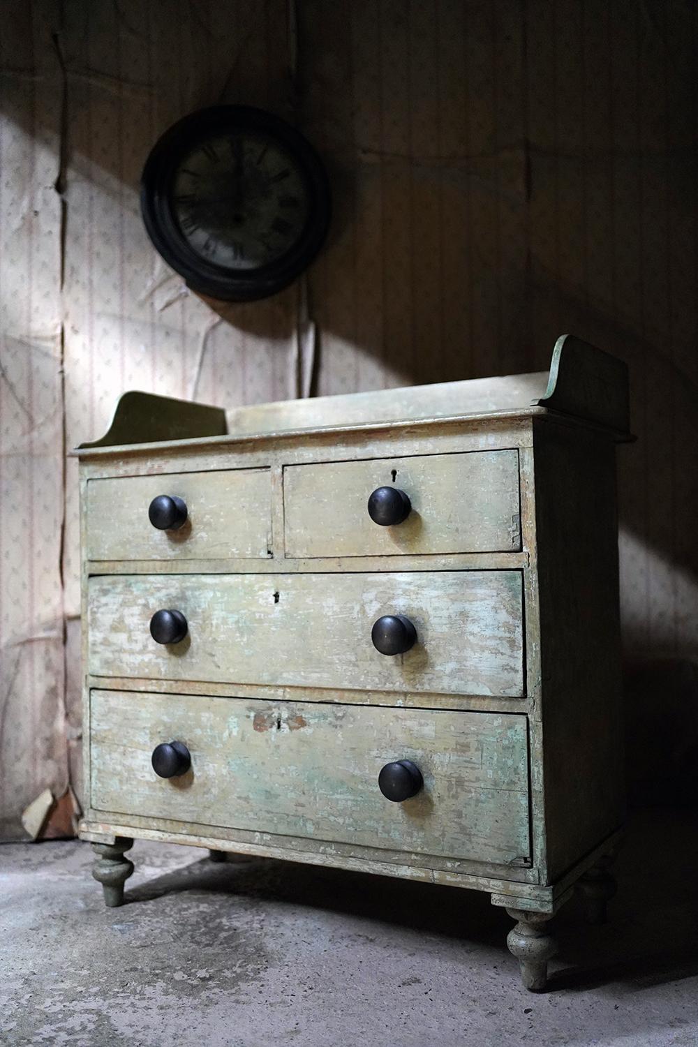 Good 19thC Painted Pine Chest of Drawers For Sale 5