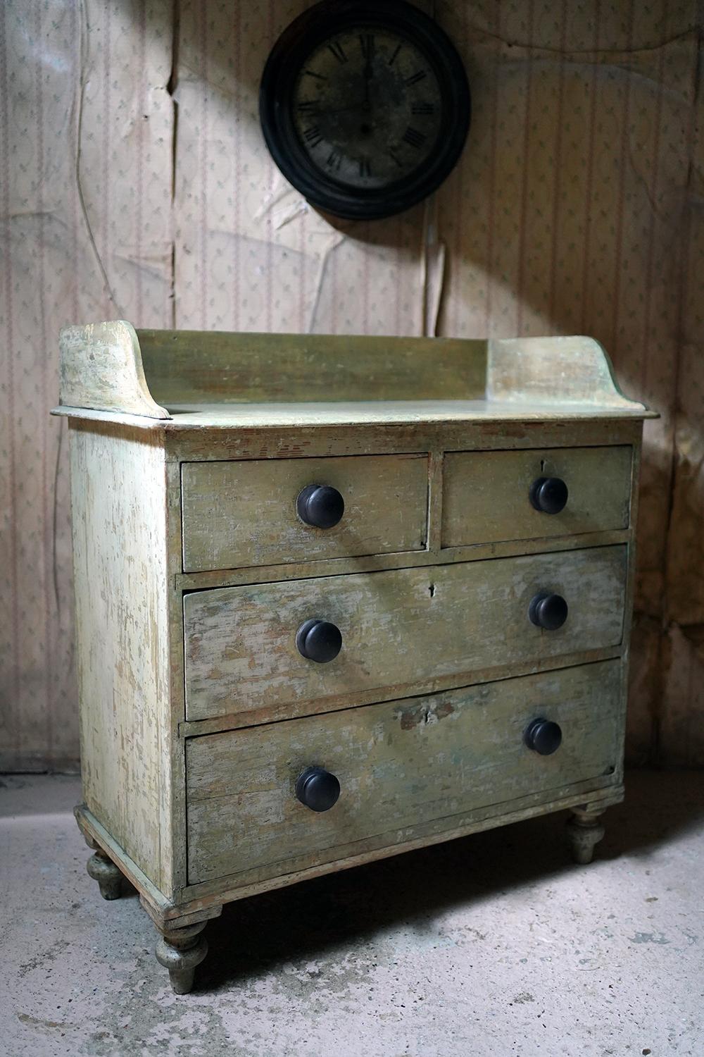 Good 19thC Painted Pine Chest of Drawers For Sale 11