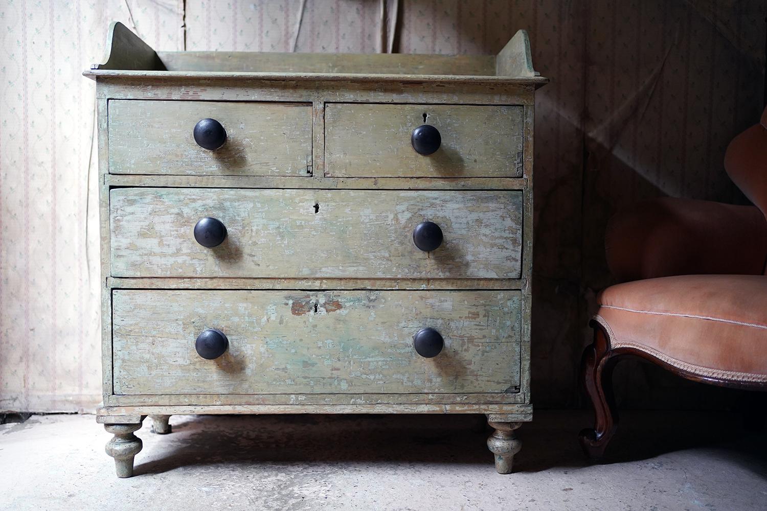 Good 19thC Painted Pine Chest of Drawers For Sale 13