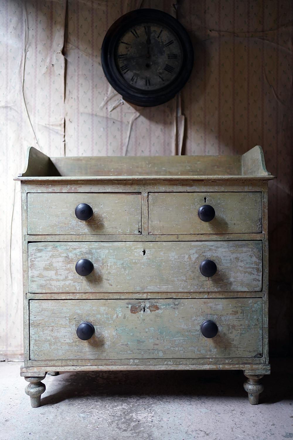 High Victorian Good 19thC Painted Pine Chest of Drawers For Sale