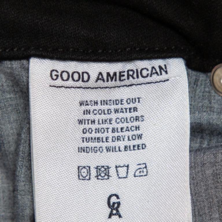 Women's Good American Black Denim Frayed Hem Detail Good Waist Jeans M For Sale