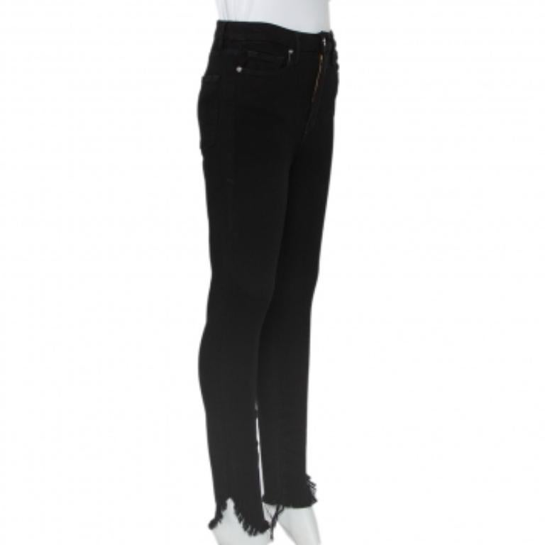 Good American Black Denim Frayed Hem Detail Good Waist Jeans M For Sale 1