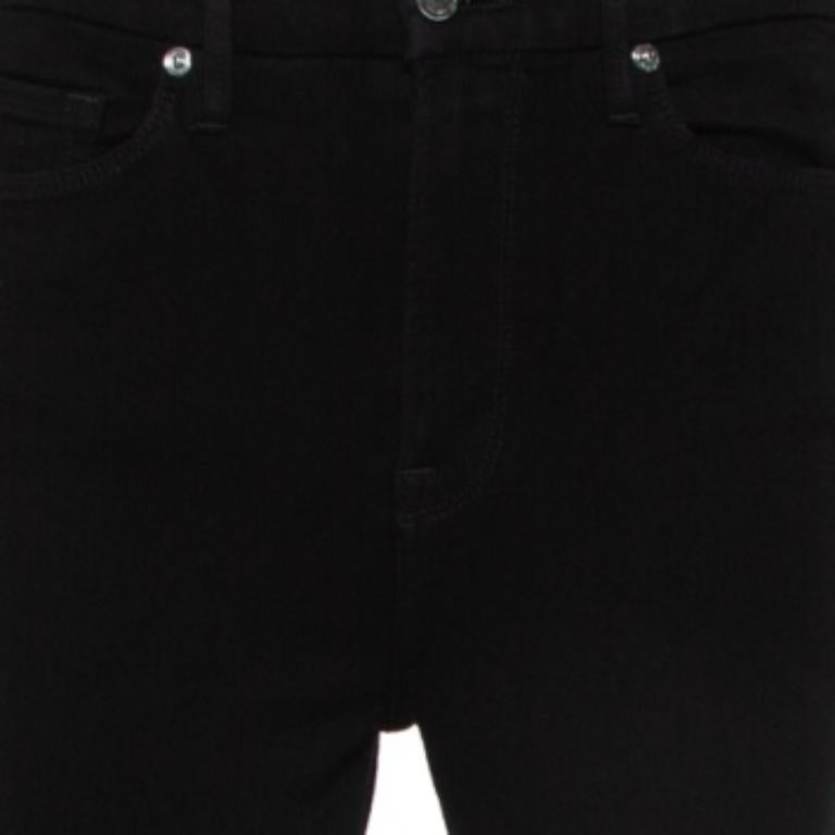 Good American Black Denim Frayed Hem Detail Good Waist Jeans M For Sale 2