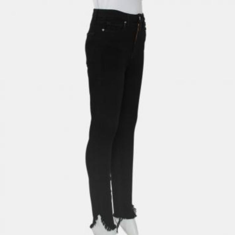 Good American Black Denim Frayed Hem Detail Good Waist Jeans M For Sale 5