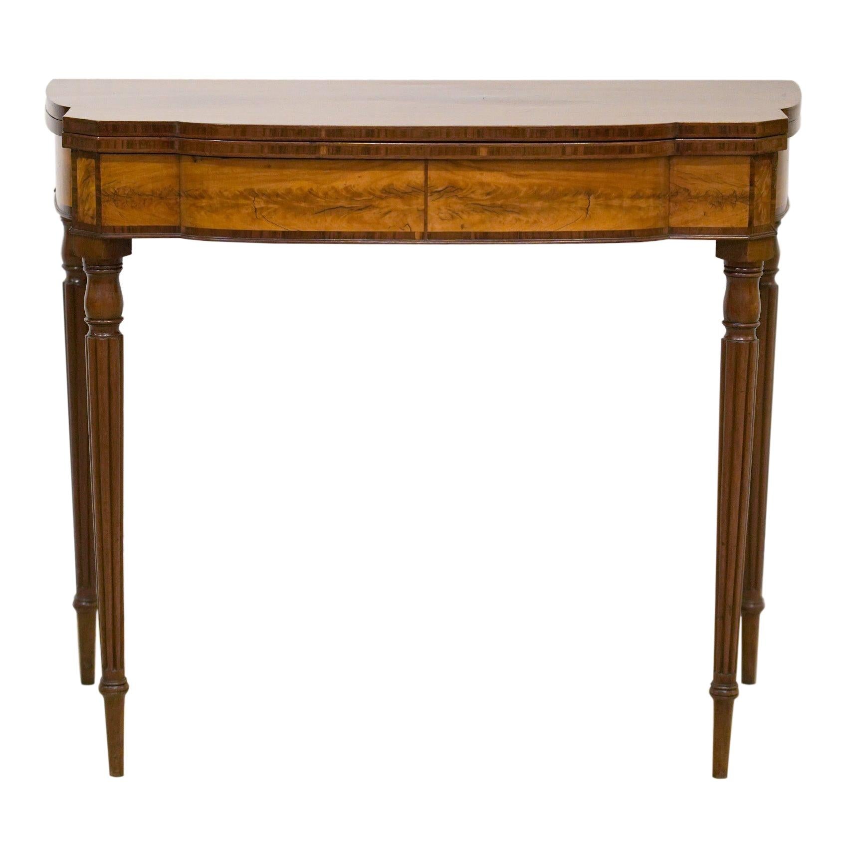 Good American Federal Boston Satinwood Inlaid Mahogany Game Table, Circa 1820