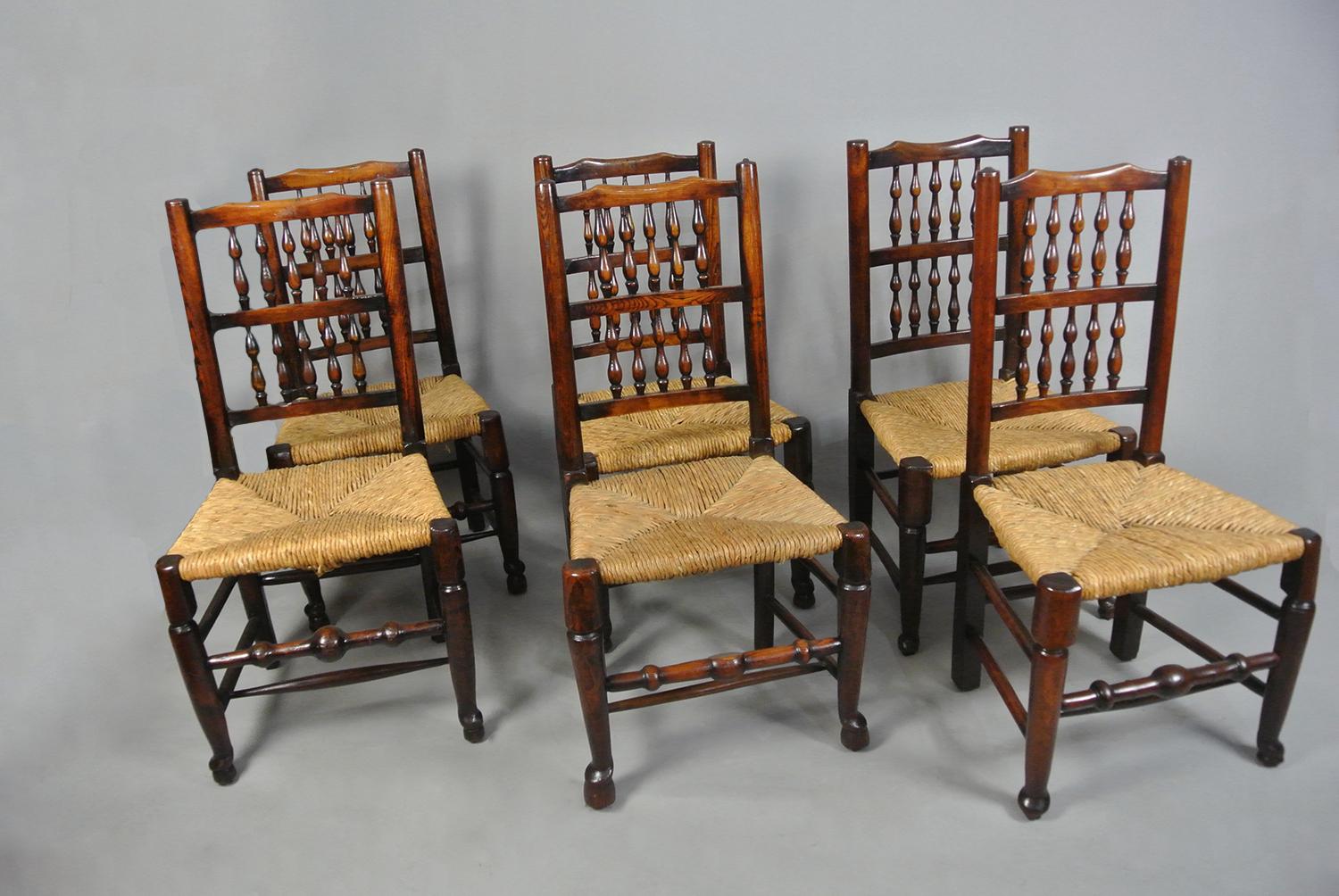 Good and True Set of Six 19th Century Elm Spindle Back Chairs c. 1860 In Good Condition In Heathfield, GB