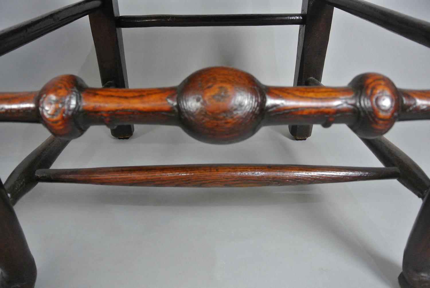 Good and True Set of Six 19th Century Elm Spindle Back Chairs c. 1860 2