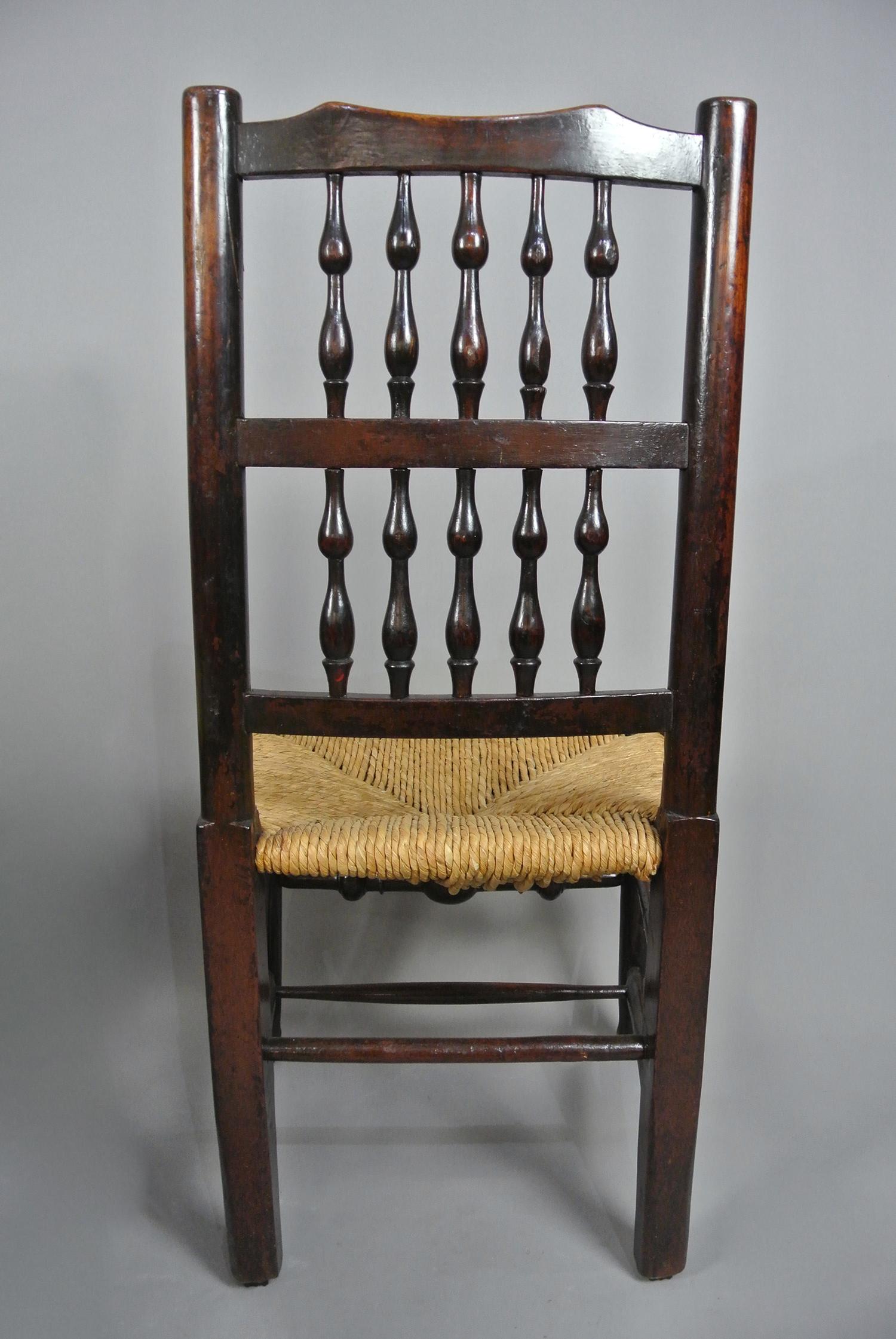 Good and True Set of Six 19th Century Elm Spindle Back Chairs c. 1860 3
