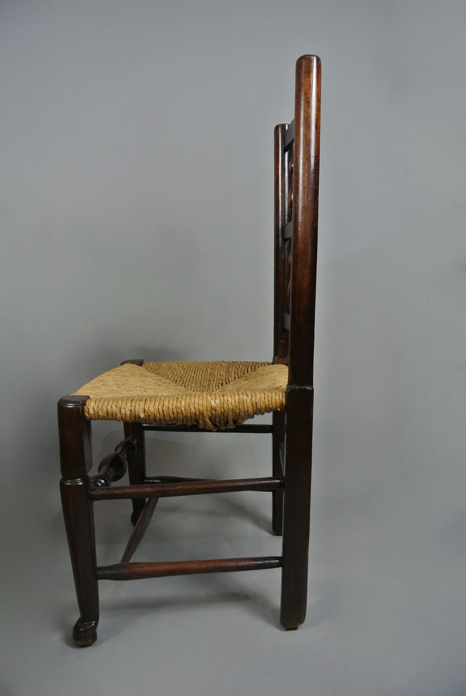 Good and True Set of Six 19th Century Elm Spindle Back Chairs c. 1860 4