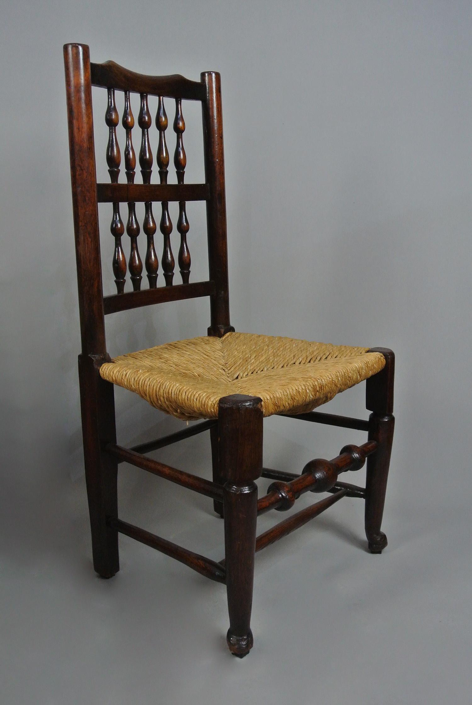 Good and True Set of Six 19th Century Elm Spindle Back Chairs c. 1860 5