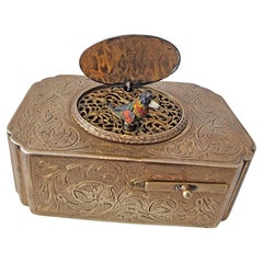 good antique gilt bronze singing bird box, by Flajoulot