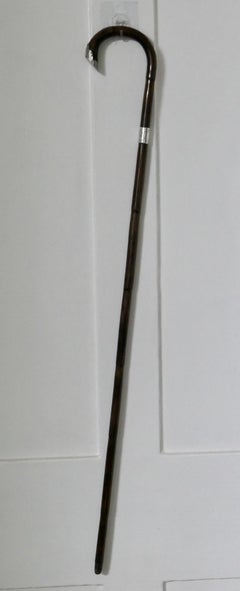 Good Bamboo Walking Stick With Silver Hall Marked Collar & Handle.