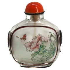 Tabatière chinoise peinte à l'envers et recouverte de verre