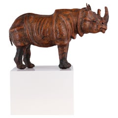 Good Early 20th Century Leather Covered Rhino Model Sculpture