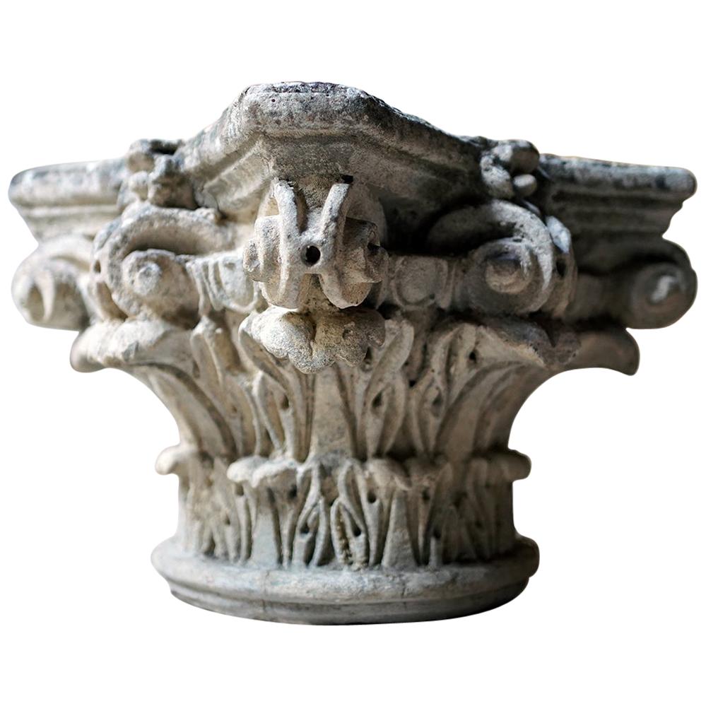Good Early 20th Century Carved Stone Corinthian Capital