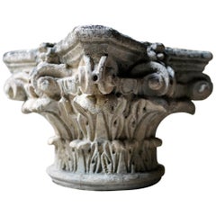 Good Early 20th Century Carved Stone Corinthian Capital