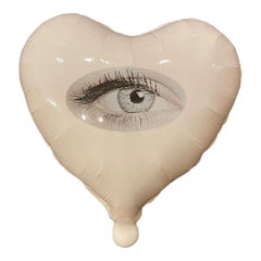 Good Eye glossy ceramic heart balloon sculpture handmade for wall installation
