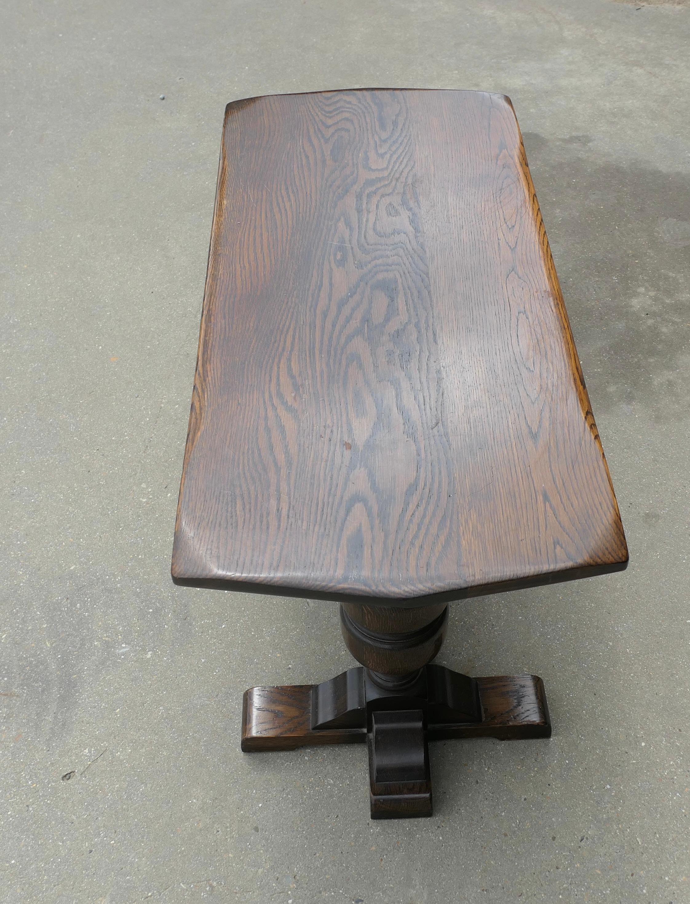 Country Good Farmhouse Oak Refectory Style Coffee Table   This is a very sturdy table For Sale