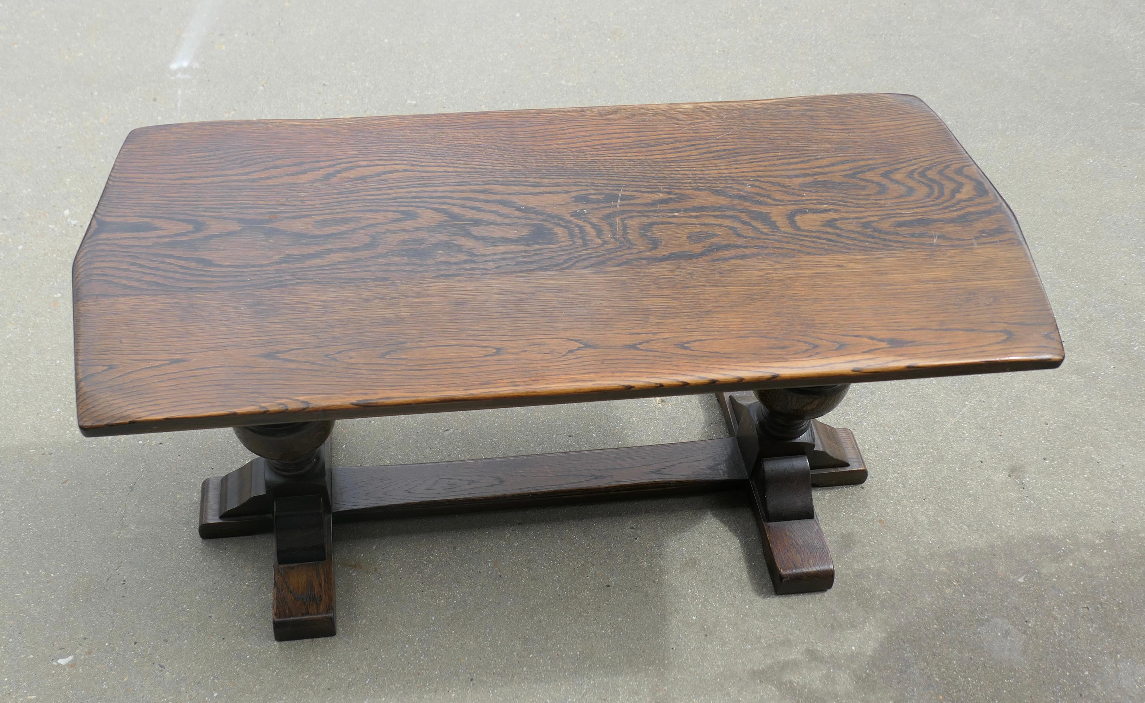 Good Farmhouse Oak Refectory Style Coffee Table   This is a very sturdy table In Good Condition For Sale In Godshill, Isle of Wight