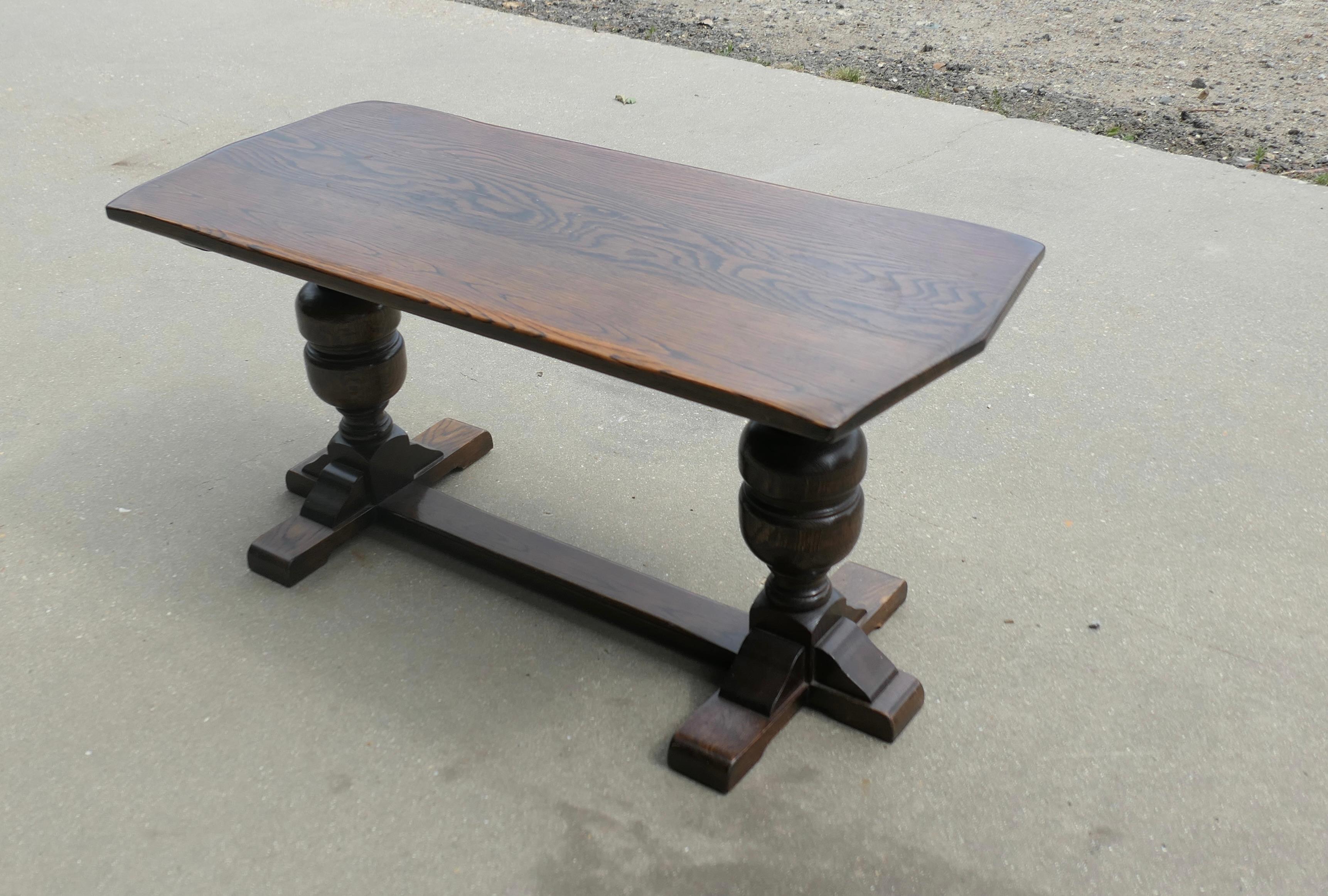 Good Farmhouse Oak Refectory Style Coffee Table   This is a very sturdy table For Sale 2