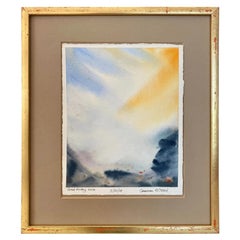 Karfreitag 2018 Abstraktes Landschaftsaquarell, signiert, vergoldeter Rahmen