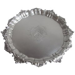 Antique Good George II Salver Made in London in 1754 by Thomas Robinson