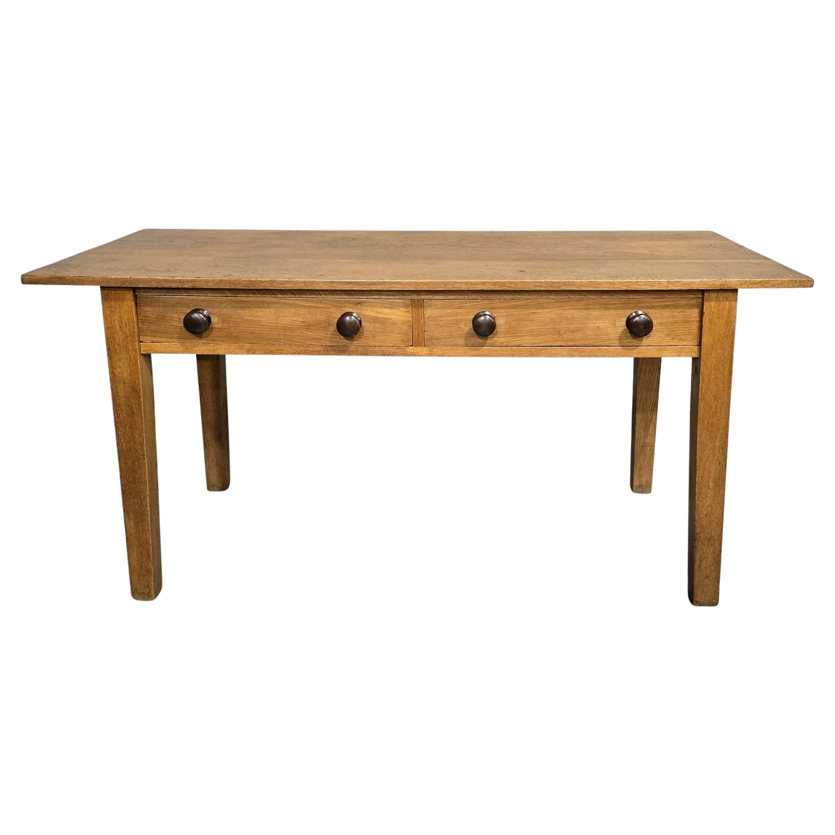 Good Golden Oak Plank Kitchen Refrectory Farmhouse Dining Table en vente