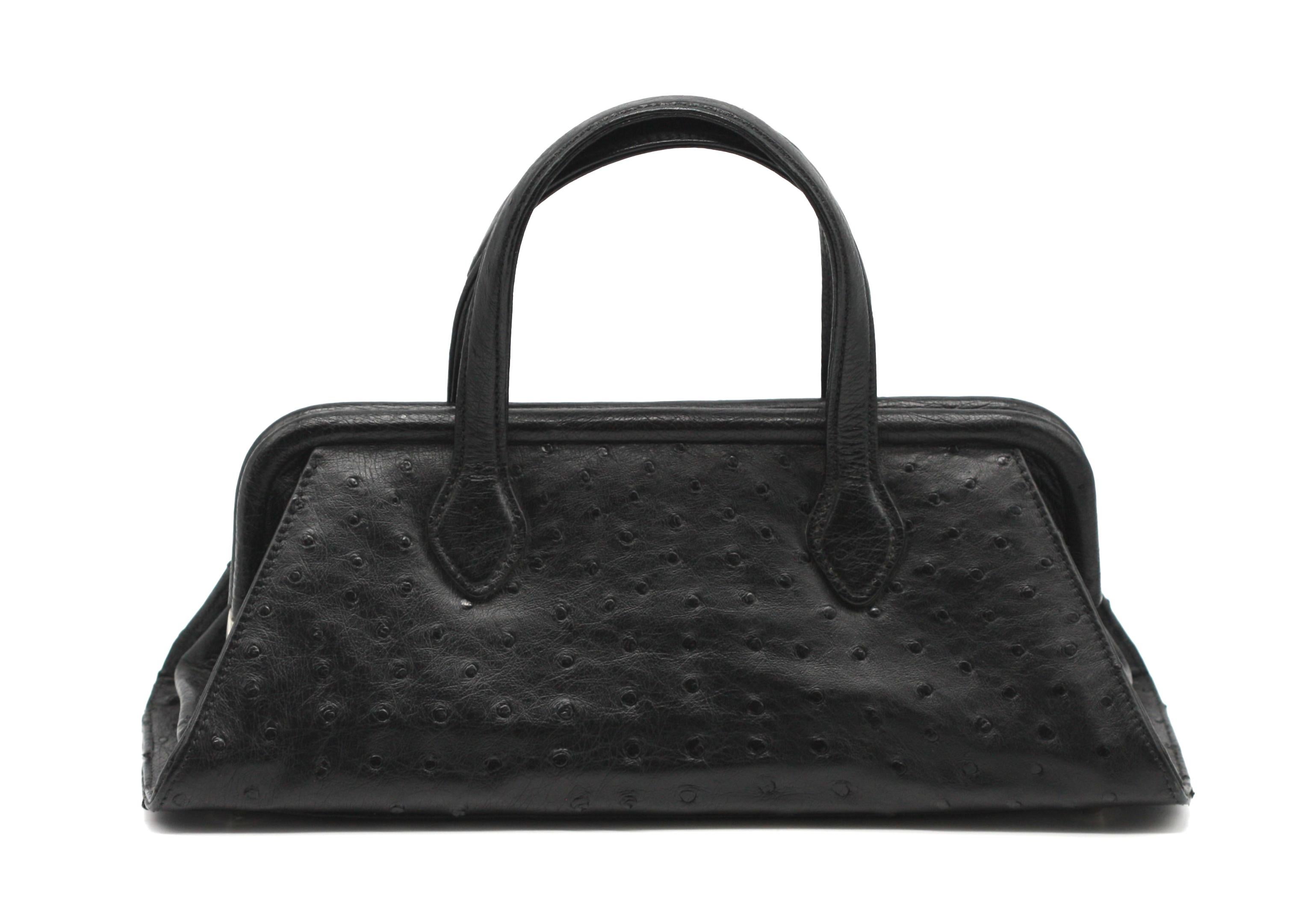 Good Lana Marks Diamond Dust Black Ostrich Handbag For Sale 1