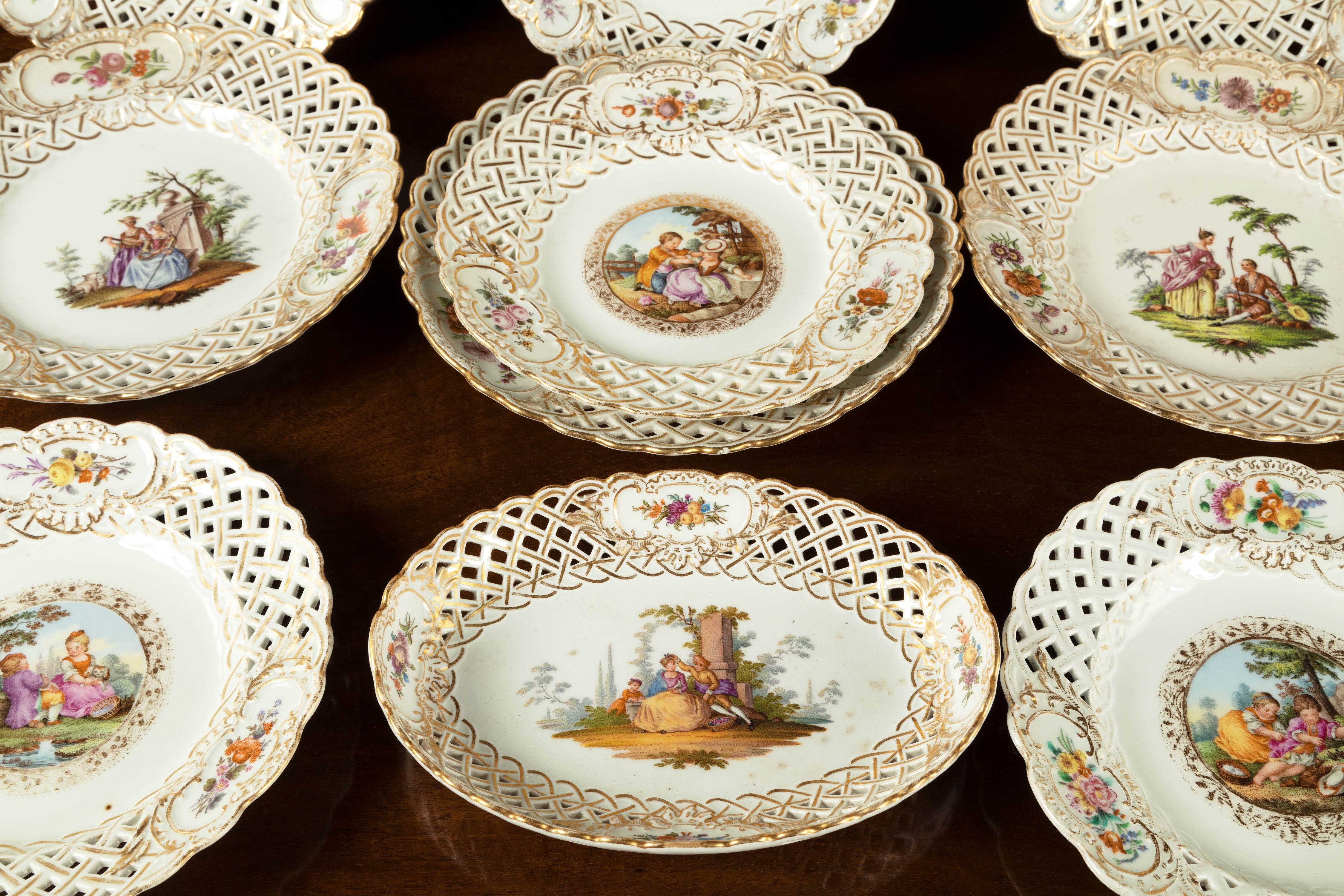 English Good Late 19th Century Meissen Porcelain Dessert Service
