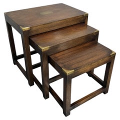 Good Mahogany Campaign Nest of Three Tables
