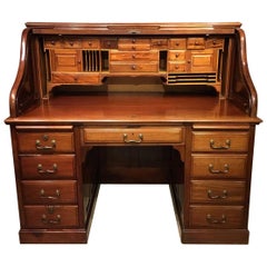 Antique Good Mahogany Edwardian Period Roll Top Desk